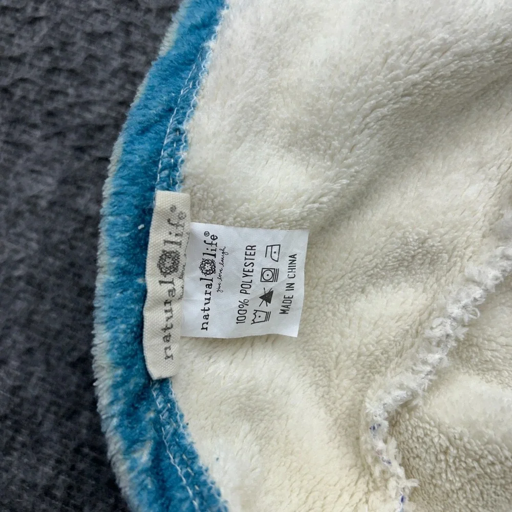 NATURAL LIFE Cream Hooded Floral Hand Towel with Blue Trim